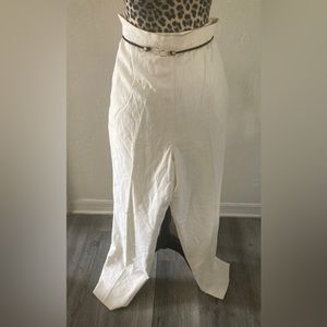 Susan Bristol  pants women  size 12 linen pockets ivory High Rise Stretch 43L